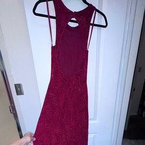 Cache Vintage Formal red long  Beaded Gown M valentines prom wedding